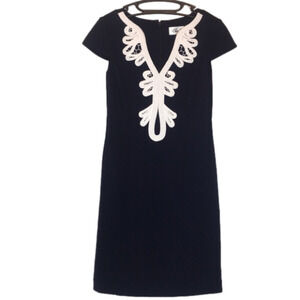 NWOT Eliza J Navy/White Cap Sleeve Sheath Dress